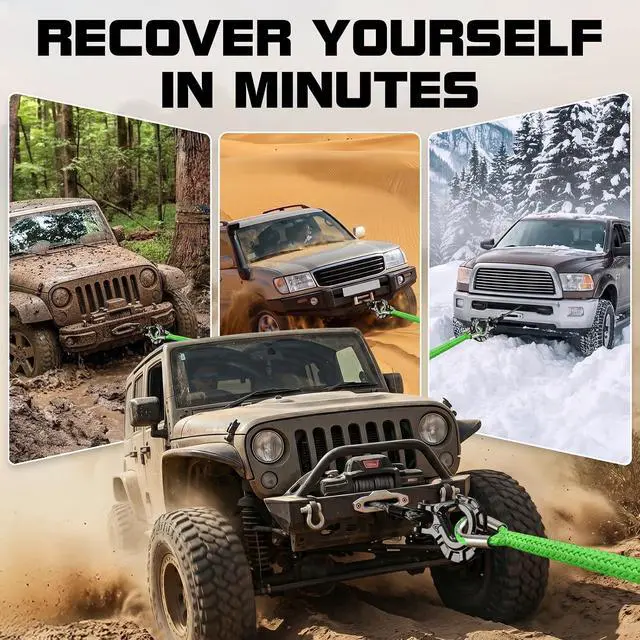 Alt view image 6 of 7 - Synthetic Winch Rope Extension - 3/8" x 50ft 27000 lbs Heavy Duty Extension Winch Line Cable Replacement for ATV UTV Off Road Vehicle Jeep Truck - Green