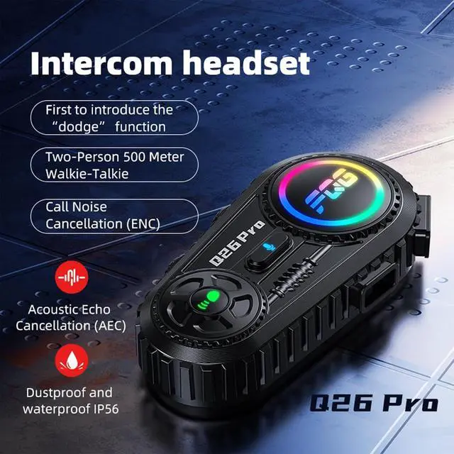 Alt view image 7 of 7 - 2 Pack Motorcycle Helmet Headset Bluetooth Intercom 2-Way Communication System, 1600FT Range, 18Hrs Talk Time, IP56 Waterproof, AI Voice Assistant, Detachable Design for Motorcycle Ski Snowmobile