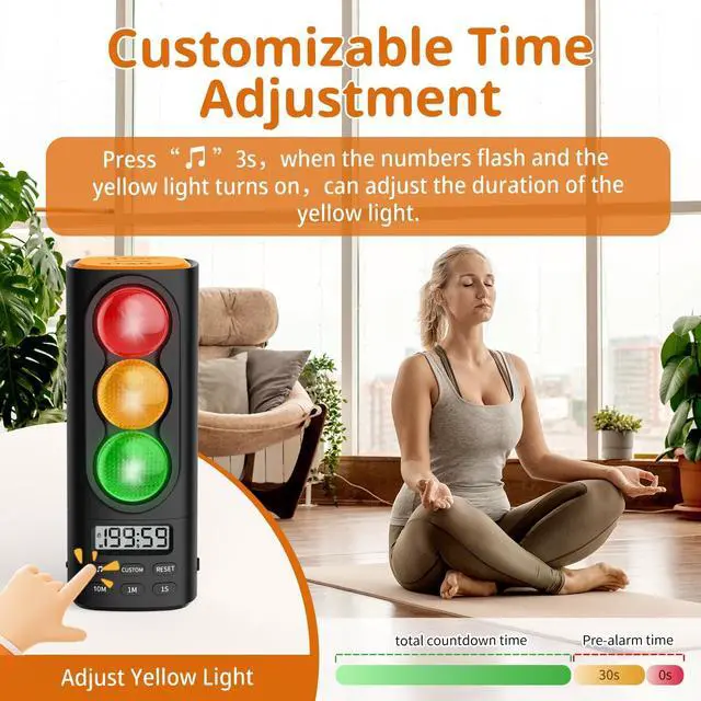 Alt view image 4 of 7 - Traffic Light Visual Timer&ADHD Tool for Kids Adults Display Volume Adjustment, with 4 Ringtones for Classroom Desk Home Kitchen Game Countdown Pause Memory Function Charger Type C Included