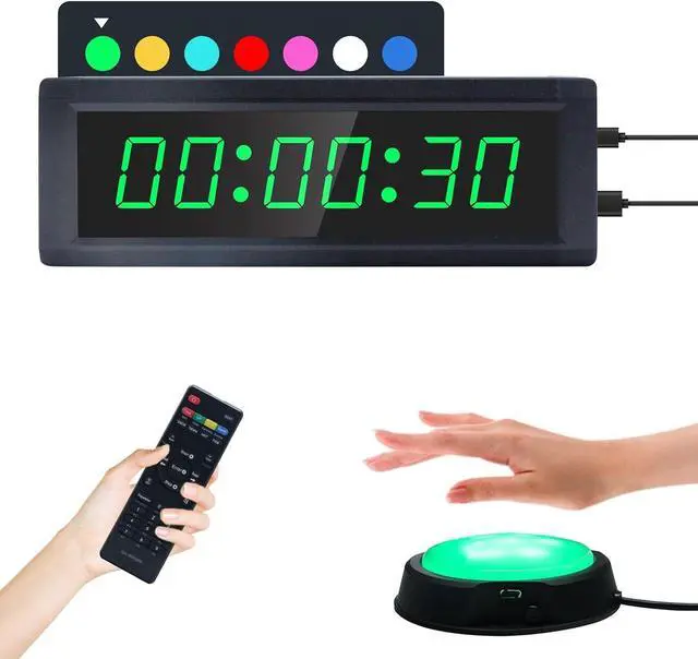 Main image of Gym Timer Clock with Remote Control & Push Button,7 RGB Color, Programmable Interval Timer, Countdown/Up Stopwatch,Wall Clock for Home Gym Garage,Portable Training Accessories(Plug-in)