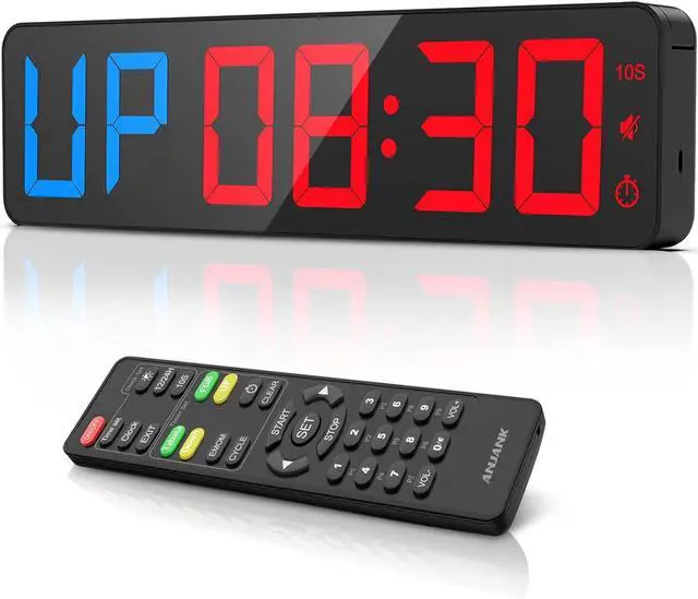Main image of Gym Timer 15"Large LED Display Wall Clock, Gym Interval Workout Count Down & Up Stopwatch, Adjustable Buzzer Volume/Upgraded Remote Digital Timer for Fitness, Classroom, Home Garage and Outdoor