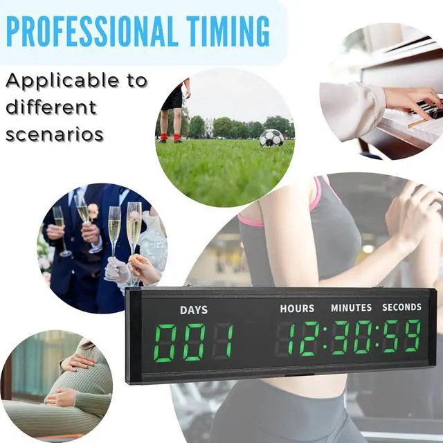 Alt view image 7 of 7 - Large Display Digital Countdown Clock, LED Large Display Count Up/Count Down Timer, 999 Days Countdown Calendar for Christmas Retirement Birthday Event Timer with Remote Control (Green)