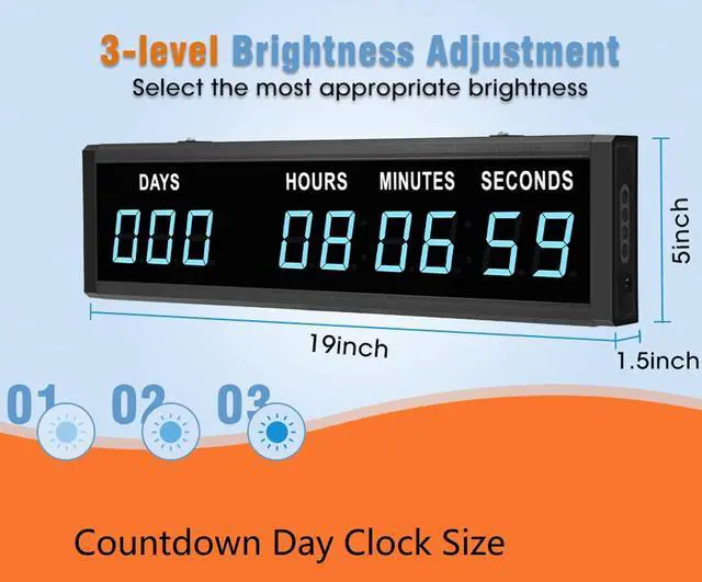Alt view image 2 of 3 - Blue 1.8" 9Digits Large LED Countdown Count Up Days Clock with Remote Christmas Event