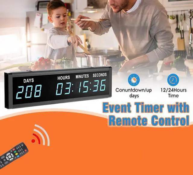 Alt view image 3 of 3 - Blue 1.8" 9Digits Large LED Countdown Count Up Days Clock with Remote Christmas Event