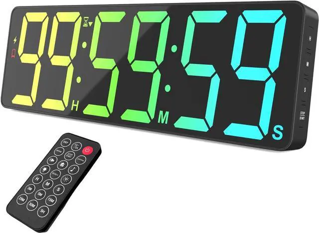 Main image of 15.7" Large Digital Wall Timer with 99H Countdown, Count Up, Clock and Remote Control, 18 Colors RGB Wall Clock for Office, Home Decor, Kitchen, Living Room, Gym, Classroom