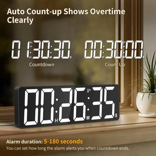 Alt view image 6 of 7 - 15.7" Large Digital Wall Timer with 99H Countdown, Count Up, Clock and Remote Control, 18 Colors RGB Wall Clock for Office, Home Decor, Kitchen, Living Room, Gym, Classroom