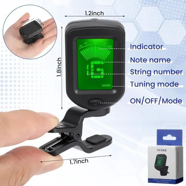 Alt view image 2 of 7 - 20 Pcs Guitar Tuner, Clip on Tuner with Chromatic Modes, Digital Electronic Clear LCD Display, 360 Degree Rotation for Acoustic/electric Guitar, Ukulele, Bass, Violin, Banjo, Mandolin
