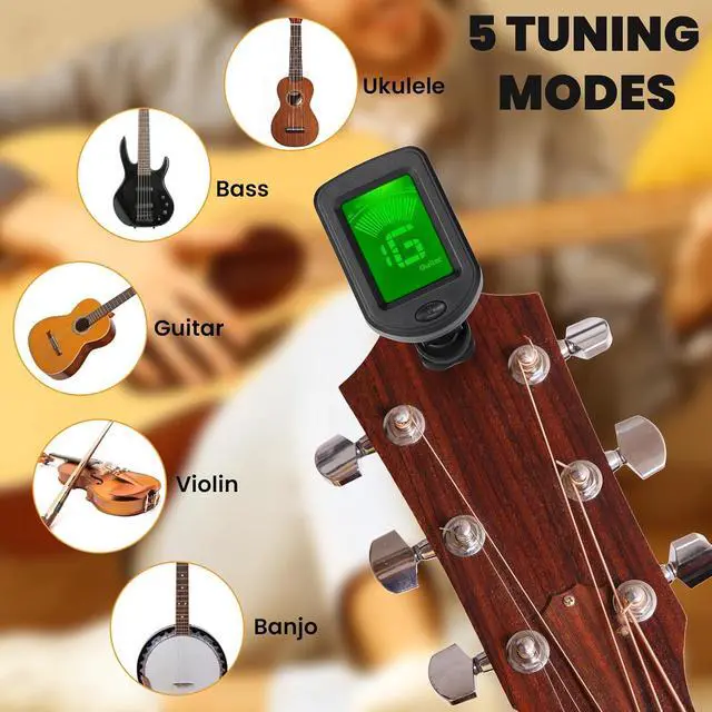 Alt view image 3 of 7 - 20 Pcs Guitar Tuner, Clip on Tuner with Chromatic Modes, Digital Electronic Clear LCD Display, 360 Degree Rotation for Acoustic/electric Guitar, Ukulele, Bass, Violin, Banjo, Mandolin
