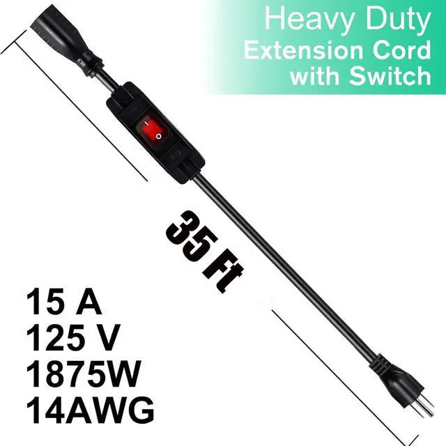 Alt view image 2 of 6 - Extension Cord with Switch On/Off Waterproof Switch 35Ft No Plugging and Unplugging Invintage Stereo Devices Without Built-in Power Switch (35 FT)
