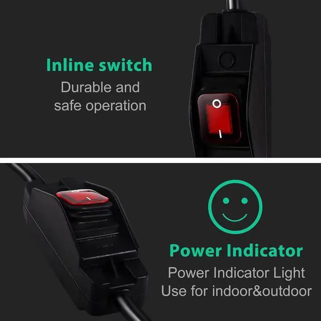Alt view image 4 of 6 - Extension Cord with Switch On/Off Waterproof Switch 35Ft No Plugging and Unplugging Invintage Stereo Devices Without Built-in Power Switch (35 FT)