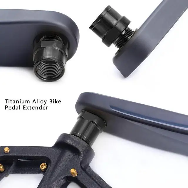 Alt view image 4 of 7 - 16mm Bike Pedal Extender, Titanium Alloy Cycling Pedal Extenders Bike Pedal Extension Shaft with Spacers for Mountain Bike Road Bike (Black)