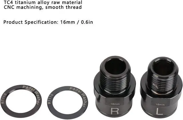 Alt view image 6 of 7 - 16mm Bike Pedal Extender, Titanium Alloy Cycling Pedal Extenders Bike Pedal Extension Shaft with Spacers for Mountain Bike Road Bike (Black)