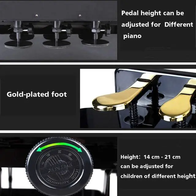 Alt view image 6 of 6 - Piano Pedal Extender Adjusted Piano Foot Pedal Extender for Kids,Design with 3 Pedal Black