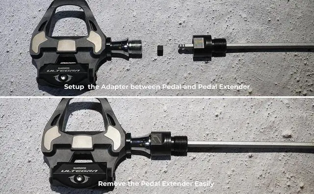 Alt view image 3 of 6 - Bicycle Pedal Extenders, Extend 17mm-19mm, Stainless Steel Pedal Extender for Road, Gravel & MTB, Adjust Q-Factor & Pedaling Comfort, for Shimano & All 9/16 inch Thread Pedals, Made in Taiwan