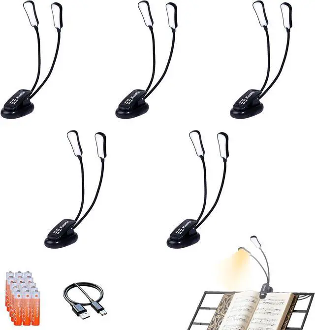 Main image of 5 Pack Music lamp Reading Clip lamp USB-C and AAA Battery Power Supply (Included) Three Color temperatures Suitable for Band Users Reading Enthusiasts