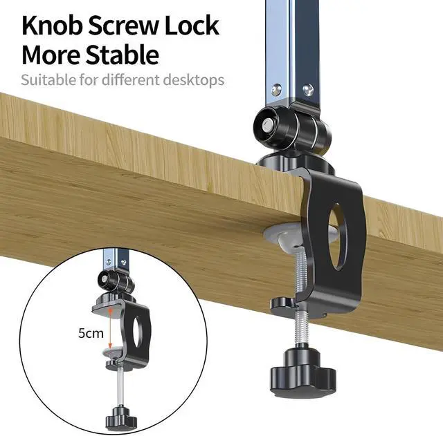 Alt view image 4 of 7 - Microphone Boom Arm 360° Rotatable Foldable Adjustable Desk Mic Stand Desk Mount Sturdy Aluminum Alloy for Podcast Video Gaming Meeting Studio (Clip-On)