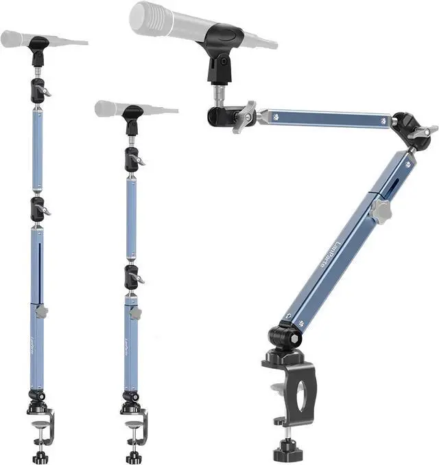 Main image of Microphone Boom Arm 360° Rotatable Foldable Adjustable Desk Mic Stand Desk Mount Sturdy Aluminum Alloy for Podcast Video Gaming Meeting Studio (Clip-On)