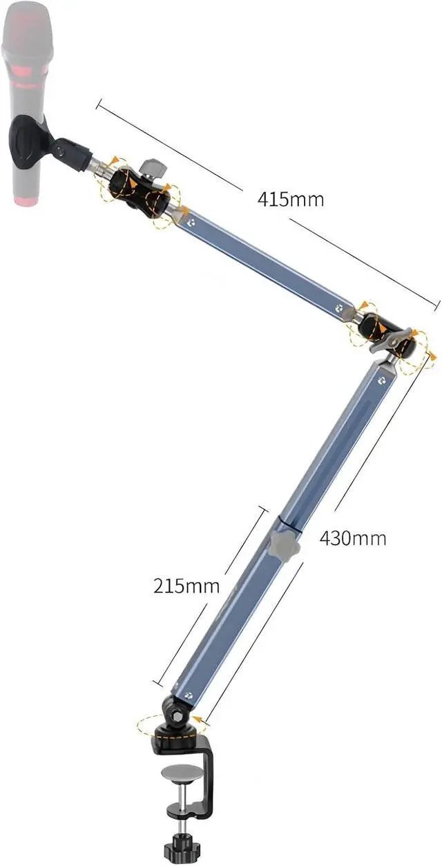 Alt view image 7 of 7 - Microphone Boom Arm 360° Rotatable Foldable Adjustable Desk Mic Stand Desk Mount Sturdy Aluminum Alloy for Podcast Video Gaming Meeting Studio (Clip-On)