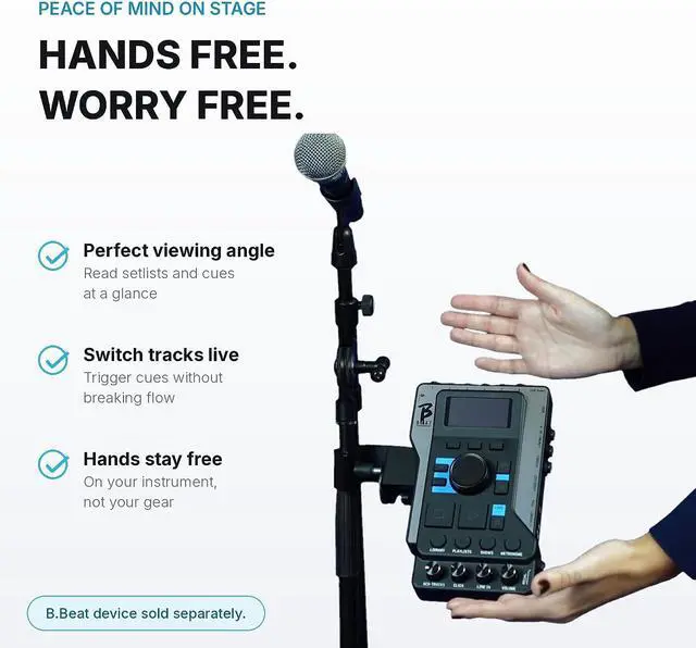 Alt view image 5 of 6 - B.Beat Plier Mount - Clamp Stand Holder for B.Beat Evo and Plus | Universal quick-release clamp for B.Beat Evo and Plus. Mounts to mic stands and boom arms for hands-free stage use