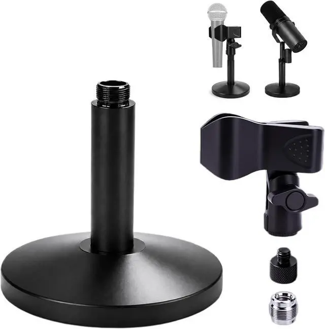 Main image of Desktop Microphone Stand for Shure SM58/SM7B/MV7 +,Fifine K669B,Blue Yeti,Hyper X QuadCast,Premium Detachable Base with Mic Spring Clip for Sound Pickup,Podcast & Recording