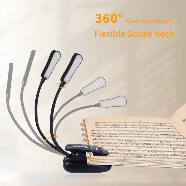 Alt view image 3 of 6 - 20 Pack Music Stand Light LED Clip on Reading Light USB-C and AAA Battery Power Supply (Included) Three Color Temperatures Suitable for Band Users Reading Enthusiasts