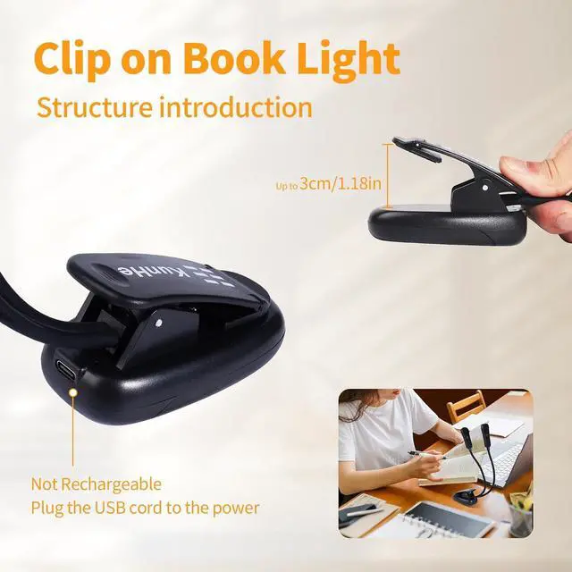 Alt view image 4 of 6 - 20 Pack Music Stand Light LED Clip on Reading Light USB-C and AAA Battery Power Supply (Included) Three Color Temperatures Suitable for Band Users Reading Enthusiasts