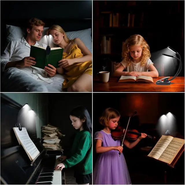 Alt view image 6 of 6 - 20 Pack Music Stand Light LED Clip on Reading Light USB-C and AAA Battery Power Supply (Included) Three Color Temperatures Suitable for Band Users Reading Enthusiasts