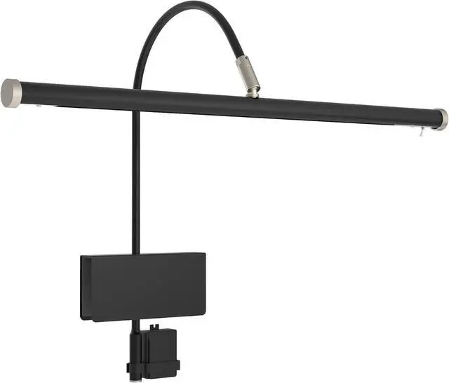 Main image of 19" LED Grand Piano Light in Black with Satin Nickel Accents with Dimmer Clip