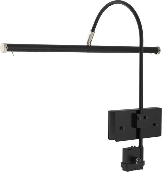 Alt view image 2 of 6 - 19" LED Grand Piano Light in Black with Satin Nickel Accents with Dimmer Clip