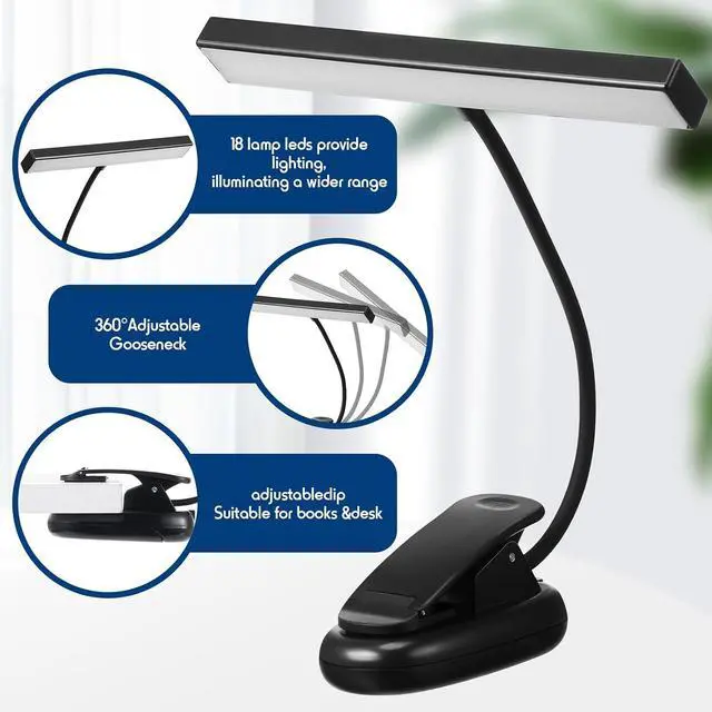 Alt view image 5 of 6 - 8 Pcs Music Stand Light 18 LED Piano Lamp Adjustable Reading Light AAA Battery(Not Included) Operated, 4 Color Temperature Optional