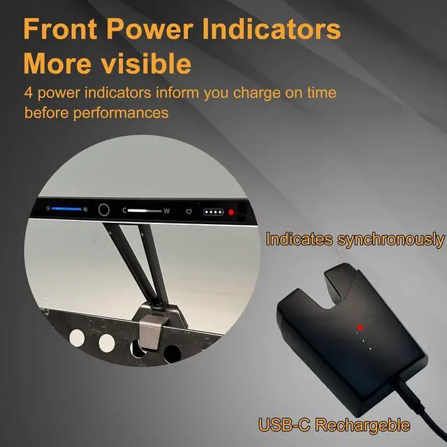 Alt view image 4 of 7 - Music Stand Lights,Removable Magnetic Battery, Rechargeble Battery Operated, Long-Lasting USB-C Eye-Care Clamp Lamp, Foldable,Sturdy,Super Bright for Sheet Music(Third Updated Version)
