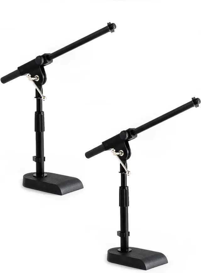 Main image of Adjustable Low-profile Microphone Stand, 2 Pack - Snare/Tom Bottom/Bass (Kick) Drum/Table Top, Adjustable Height, Clip-on cable holder, Powered by Hamilton (SR610111-2PK)