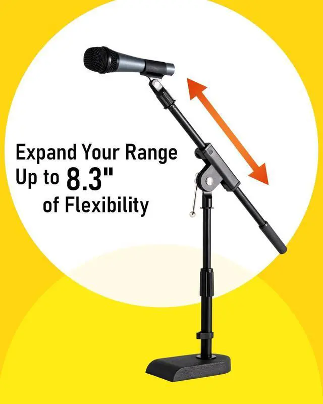 Alt view image 3 of 7 - Adjustable Low-profile Microphone Stand, 2 Pack - Snare/Tom Bottom/Bass (Kick) Drum/Table Top, Adjustable Height, Clip-on cable holder, Powered by Hamilton (SR610111-2PK)