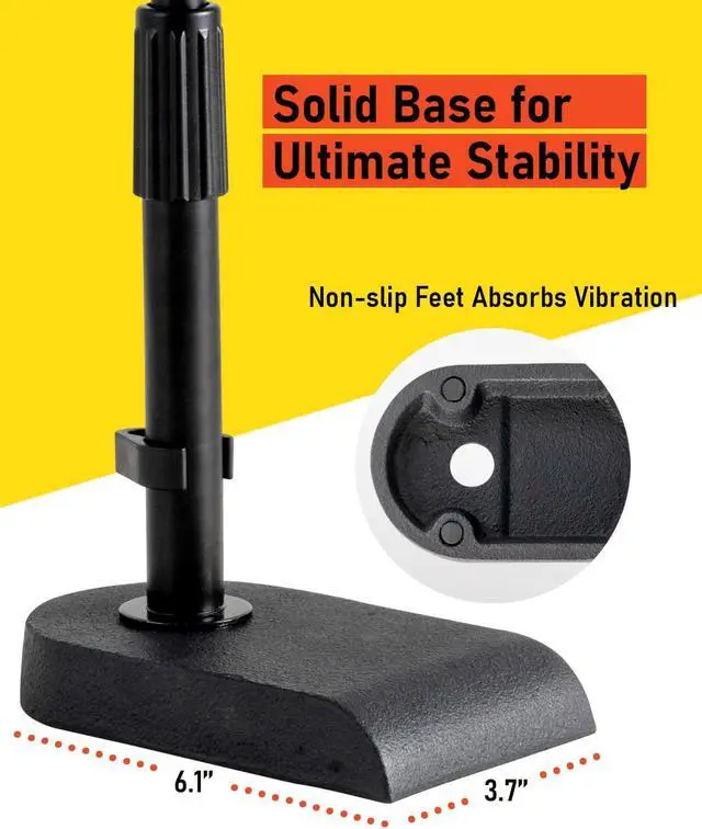 Alt view image 5 of 7 - Adjustable Low-profile Microphone Stand, 2 Pack - Snare/Tom Bottom/Bass (Kick) Drum/Table Top, Adjustable Height, Clip-on cable holder, Powered by Hamilton (SR610111-2PK)