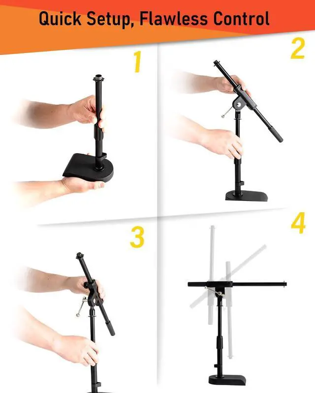 Alt view image 7 of 7 - Adjustable Low-profile Microphone Stand, 2 Pack - Snare/Tom Bottom/Bass (Kick) Drum/Table Top, Adjustable Height, Clip-on cable holder, Powered by Hamilton (SR610111-2PK)