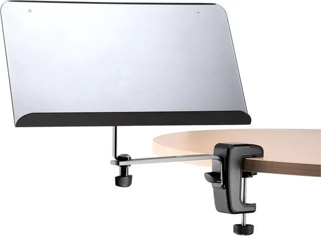 Main image of König & Meyer 11510.000.55 Sheet Music Stand & Desktop Book or Document Holder | Table/Desk/Shelf C-Shape Mounting Clamp | Tilt Adjustment | Easy On/Off | Portable | German Made Blk