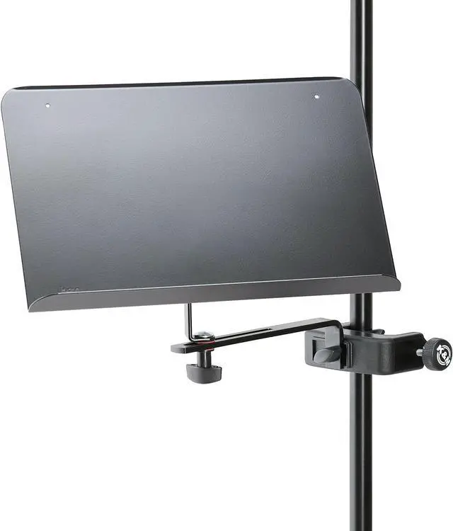Alt view image 2 of 7 - König & Meyer 11510.000.55 Sheet Music Stand & Desktop Book or Document Holder | Table/Desk/Shelf C-Shape Mounting Clamp | Tilt Adjustment | Easy On/Off | Portable | German Made Blk