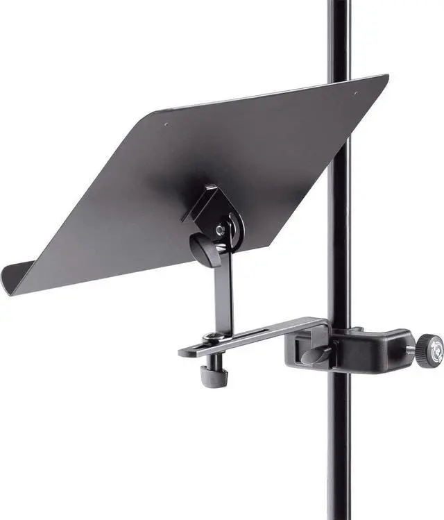 Alt view image 3 of 7 - König & Meyer 11510.000.55 Sheet Music Stand & Desktop Book or Document Holder | Table/Desk/Shelf C-Shape Mounting Clamp | Tilt Adjustment | Easy On/Off | Portable | German Made Blk