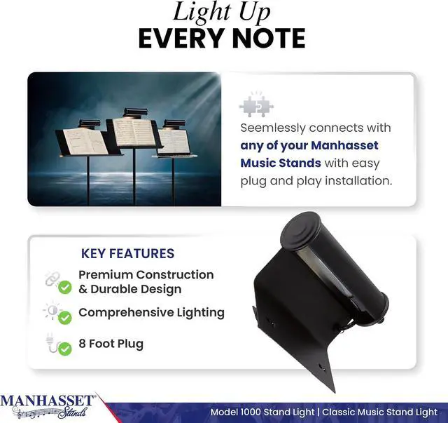 Alt view image 2 of 6 - Music Stand Light Clip On Attachment - Stand Lights for Musicians - Music Lamp for Orchestras - Piano Light - Piano Lamp