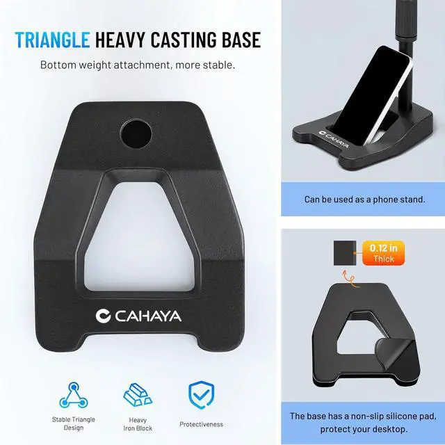 Alt view image 3 of 7 - Mic Stand Desk Adjustable - Boom Arm Desktop Microphone Stand Metal Weighted Base A-frame Table Mic Mount with 2 Mic Clips 3/8" to 5/8" Screw Adapter Mic Mount for Singing Stage Performance