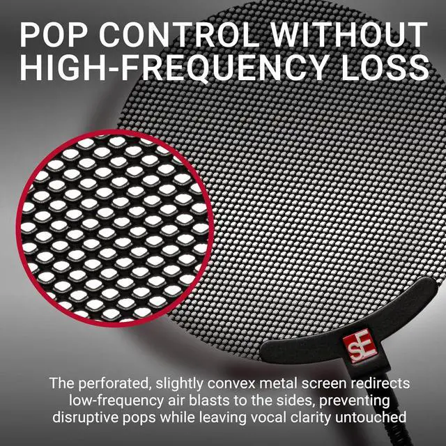 Alt view image 3 of 6 - Pro Metal Pop Filter for Microphones - Entirely Metal Mic Pop Filter with Adjustable Gooseneck for Precise Positioning - Professional Microphone Accessories