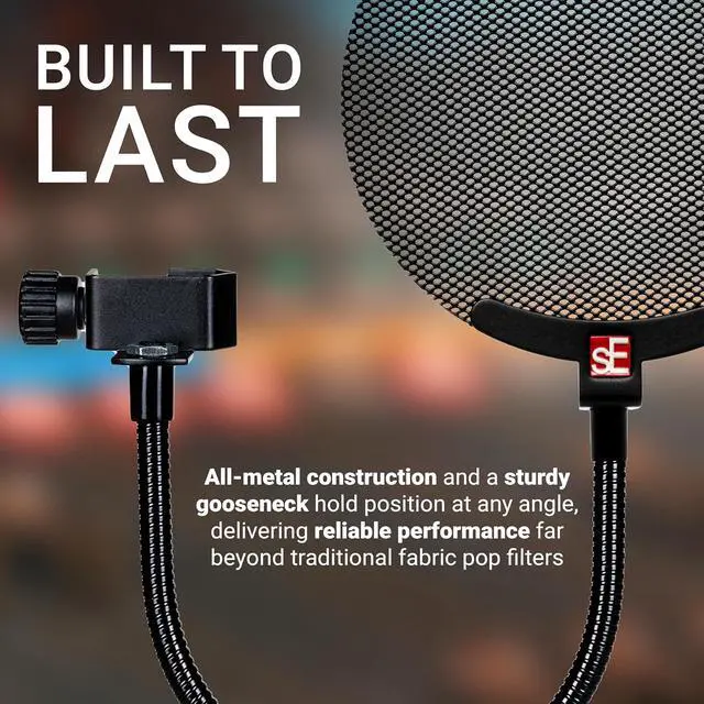 Alt view image 4 of 6 - Pro Metal Pop Filter for Microphones - Entirely Metal Mic Pop Filter with Adjustable Gooseneck for Precise Positioning - Professional Microphone Accessories