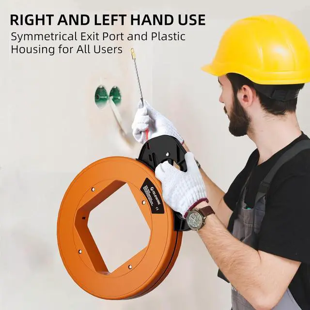 Alt view image 7 of 7 - 125 ft Electrical Fish Tape, 3/16-inch PET Wire Puller with Optimized Housing and Ergonomic Handle, Flexible Non-Conductive Cable Puller Tool with Steel Leader for Walls and Conduit