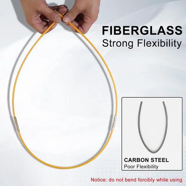 Alt view image 3 of 6 - 50FT Fiberglass Running Electrical Wire Cable Pulling Fish Tape kit in a Carrying Case Through Wall Cable Snake Rods Electrical Tools Kit with different attachments