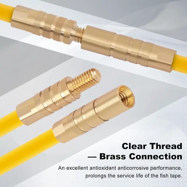Alt view image 5 of 6 - 50FT Fiberglass Running Electrical Wire Cable Pulling Fish Tape kit in a Carrying Case Through Wall Cable Snake Rods Electrical Tools Kit with different attachments
