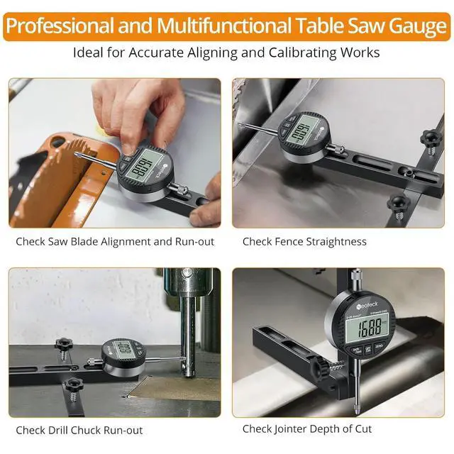 Alt view image 3 of 7 - 0-1'' Digital Dial Indicator Table Saw Gauge Suitable for Table Saws with a Groove Width of 3/4" (19mm) or More for Aligning and Calibrating Work,Shop Machinery,Band Saw and Drill Press-Black
