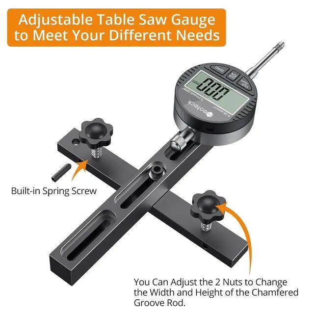 Alt view image 5 of 7 - 0-1'' Digital Dial Indicator Table Saw Gauge Suitable for Table Saws with a Groove Width of 3/4" (19mm) or More for Aligning and Calibrating Work,Shop Machinery,Band Saw and Drill Press-Black