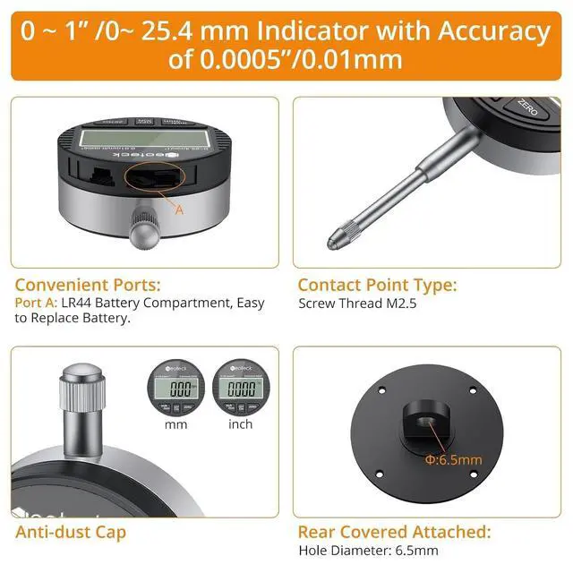 Alt view image 6 of 7 - 0-1'' Digital Dial Indicator Table Saw Gauge Suitable for Table Saws with a Groove Width of 3/4" (19mm) or More for Aligning and Calibrating Work,Shop Machinery,Band Saw and Drill Press-Black