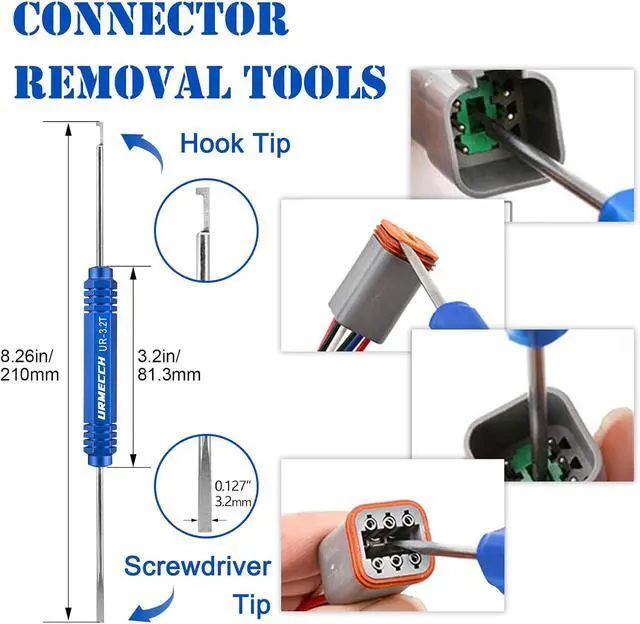 Alt view image 5 of 7 - Terminal Removal Tool Kit for Deutsch Connectors, Depinning Tools Electrical Pin Extractor with Magnetic Phillips Screwdrivers 32Pc