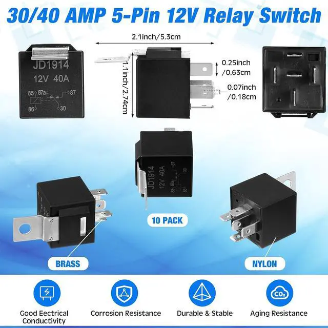 Alt view image 5 of 7 - 36 Pcs Car Fuse Assortment Kit Fuse and Puller Plier Relay with Small Fuze Remover Tool and 10 Pcs 30/40 Amp 5-pin 12v Relay Car Fuze Puller(Multicolor,Low and Tall)